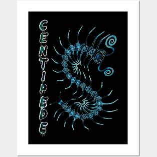 Blue Striped Centipede with Spay Paint Posters and Art